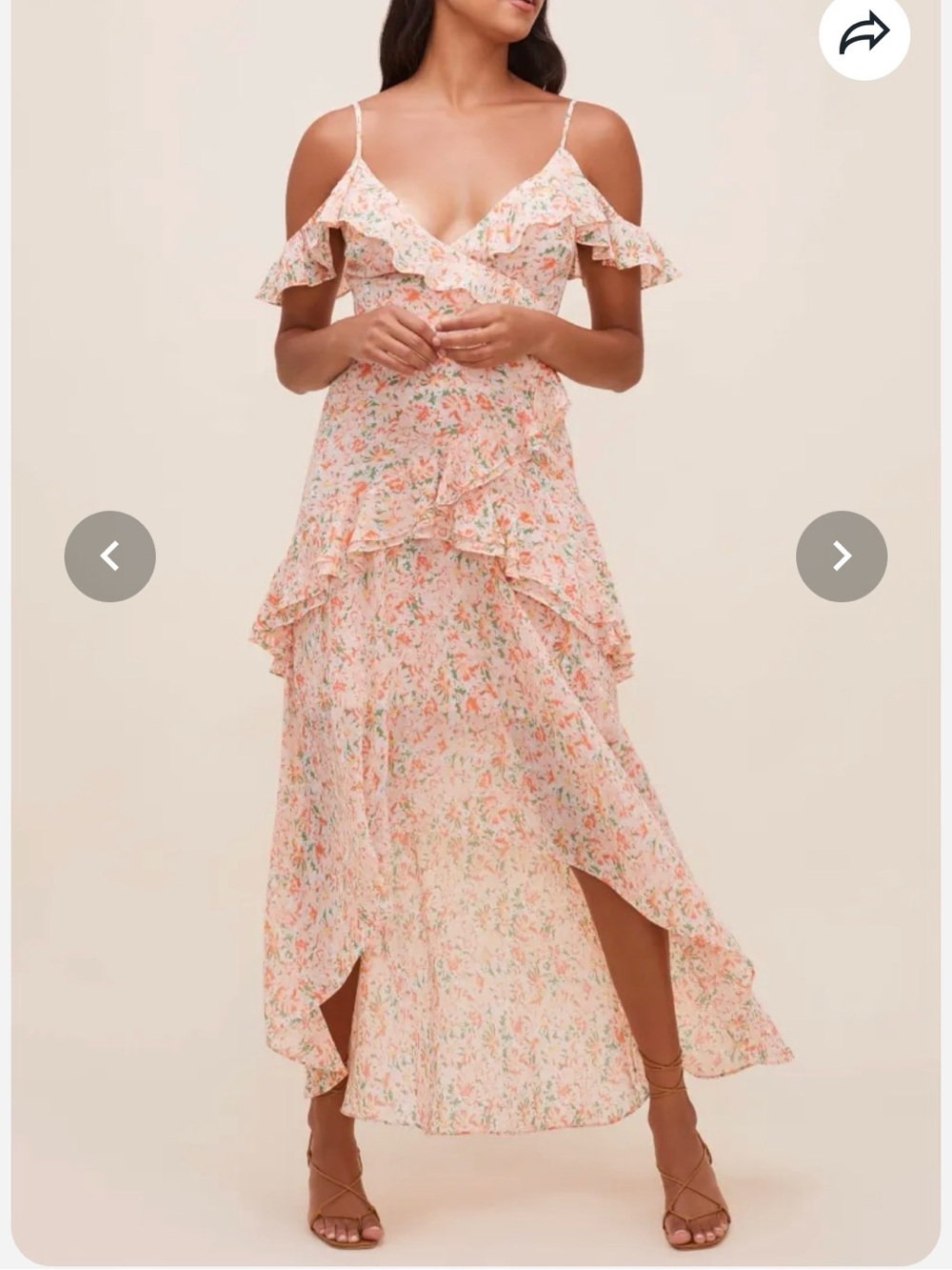 NWT ASTR the Label Pemberly High Low Maxi Dress Peach Orange Floral Sz S